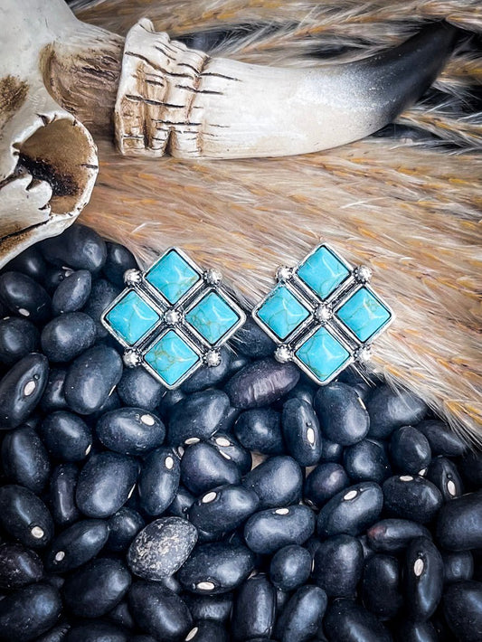 Rio Turquoise Diamonds Stud Fashion Earrings
