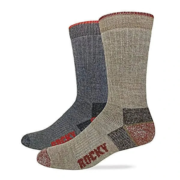 Rocky Merino Wool Blend Socks Two Pair Pack For Men And Women Durable Everyday Wear by Wild West Outfitters