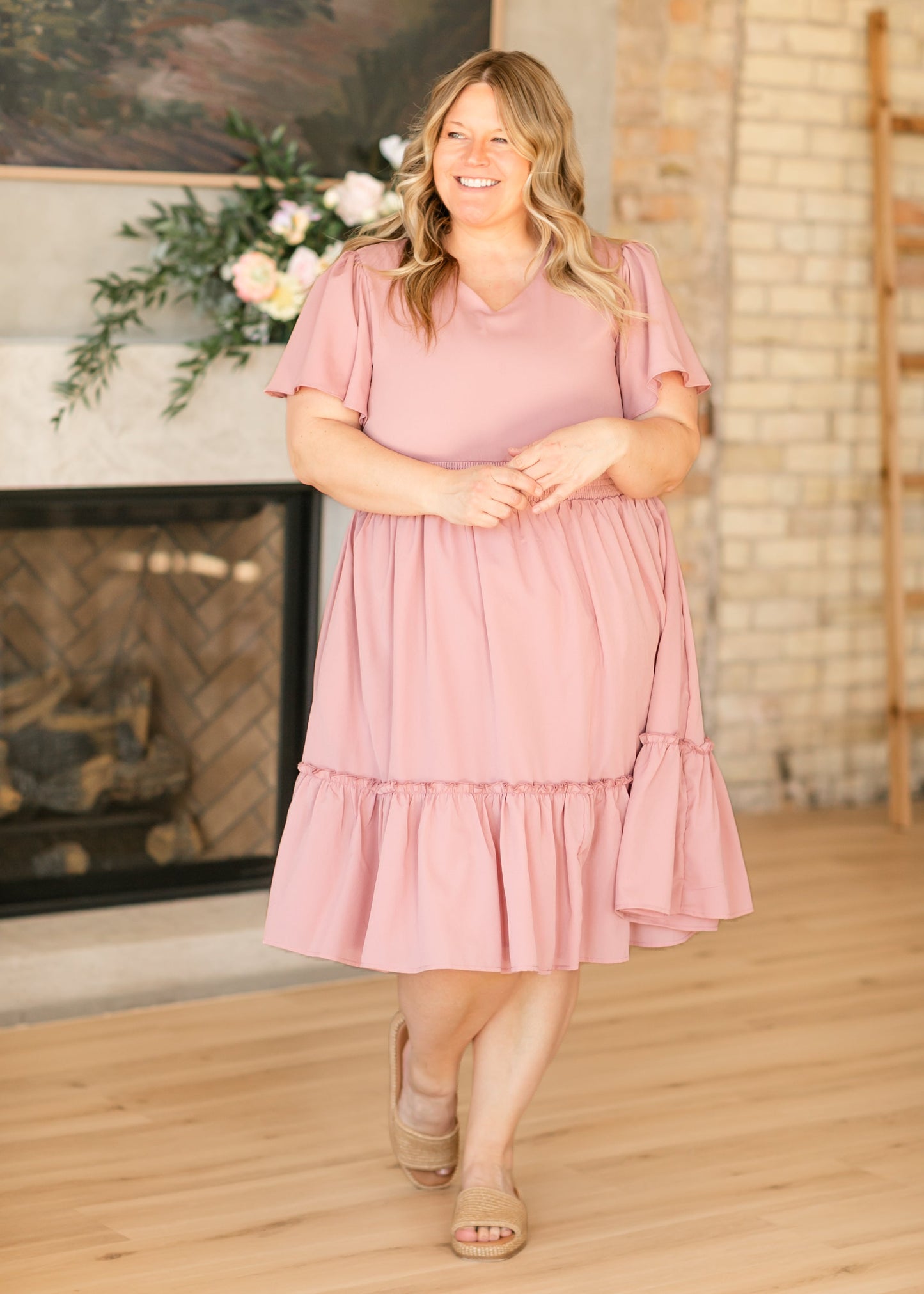 Sophie V-Neck Midi Dress - FINAL SALE