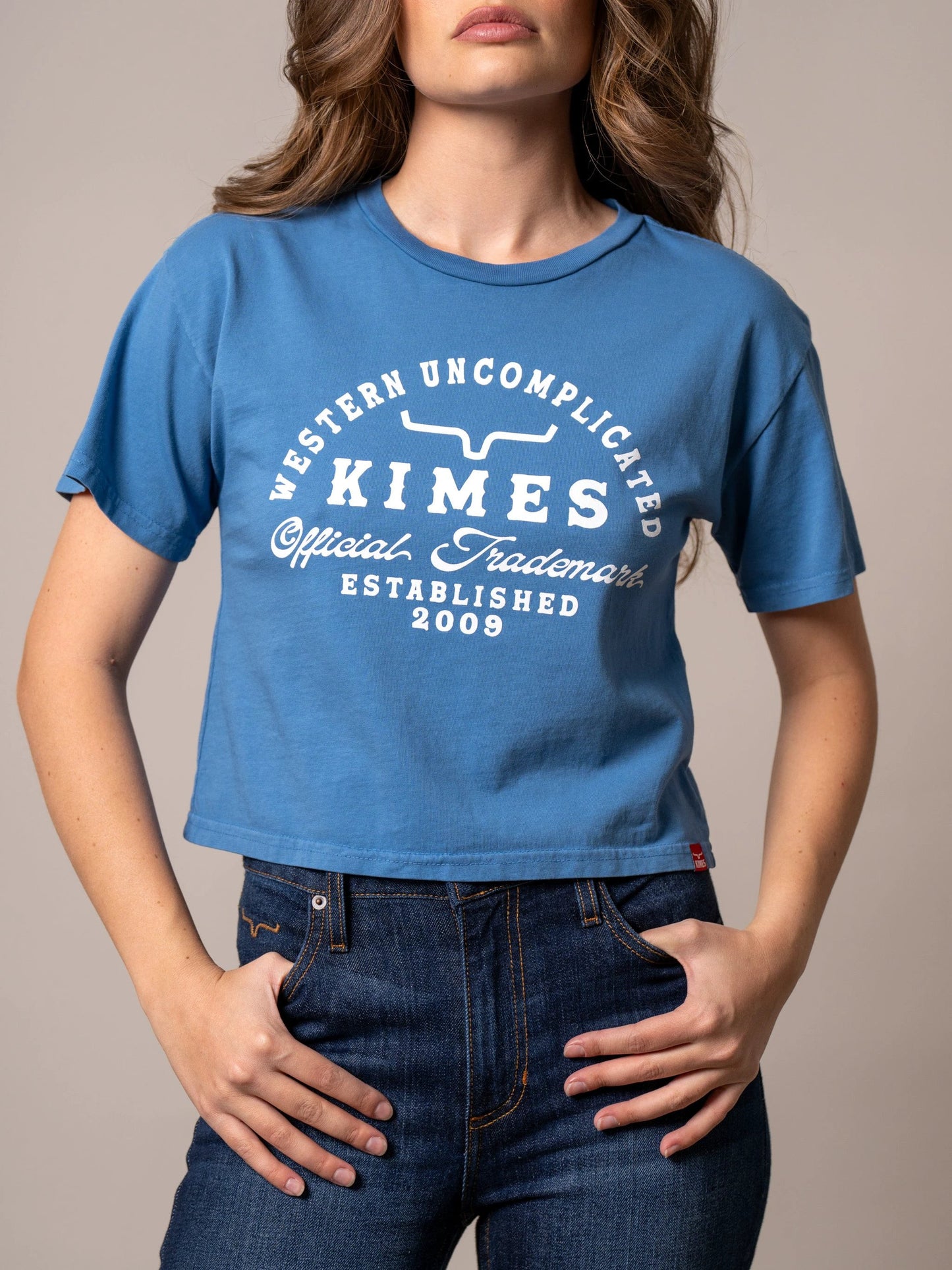Kimes Ranch Carbon Blue Womens T Shirt Graphic Tee Lightweight Cotton Everyday Casual Top by Wild West Outfitters